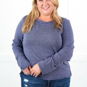 Blue Long Sleeve Relaxed Top
